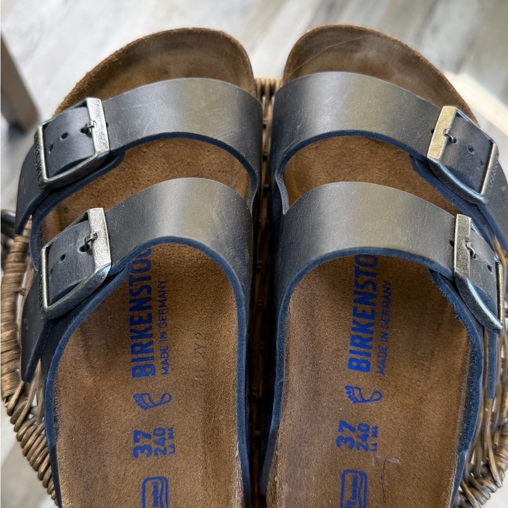 Birkenstock Blue with tan Footbed Sandals